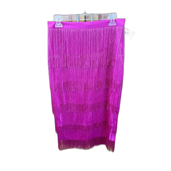 Aomei Women L Tiered Fringe High Waist Pencil Skirt Pink Cha-Cha Skirt New Zip - Picture 1 of 15